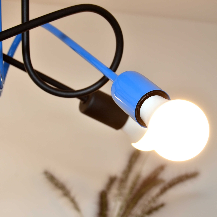 Bevestigde hanglamp OXFORD 4xE27/15W/230V zwart/blauw