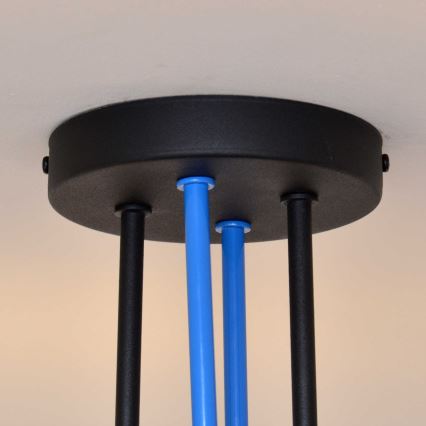 Bevestigde hanglamp OXFORD 4xE27/15W/230V zwart/blauw