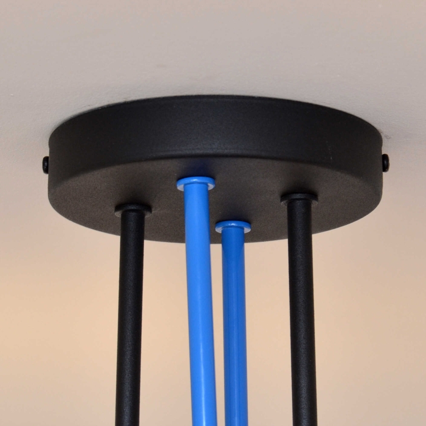 Bevestigde hanglamp OXFORD 4xE27/15W/230V zwart/blauw