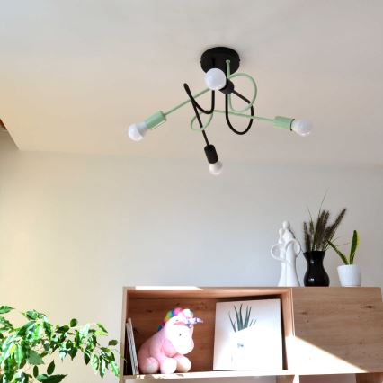 Bevestigde hanglamp OXFORD 4xE27/15W/230V zwart/groen