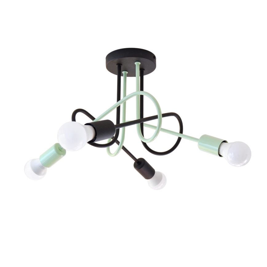 Bevestigde hanglamp OXFORD 4xE27/15W/230V zwart/groen