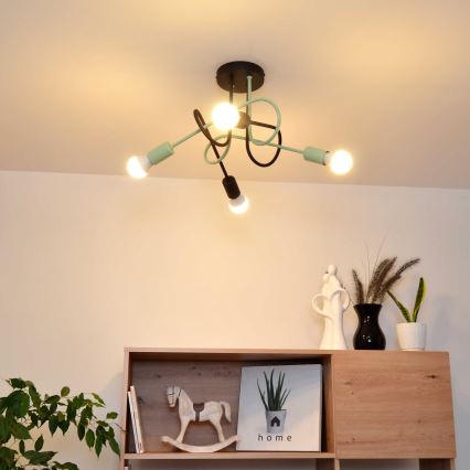 Bevestigde hanglamp OXFORD 4xE27/15W/230V zwart/groen
