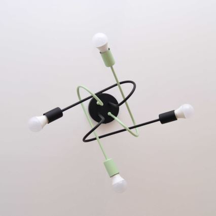 Bevestigde hanglamp OXFORD 4xE27/15W/230V zwart/groen