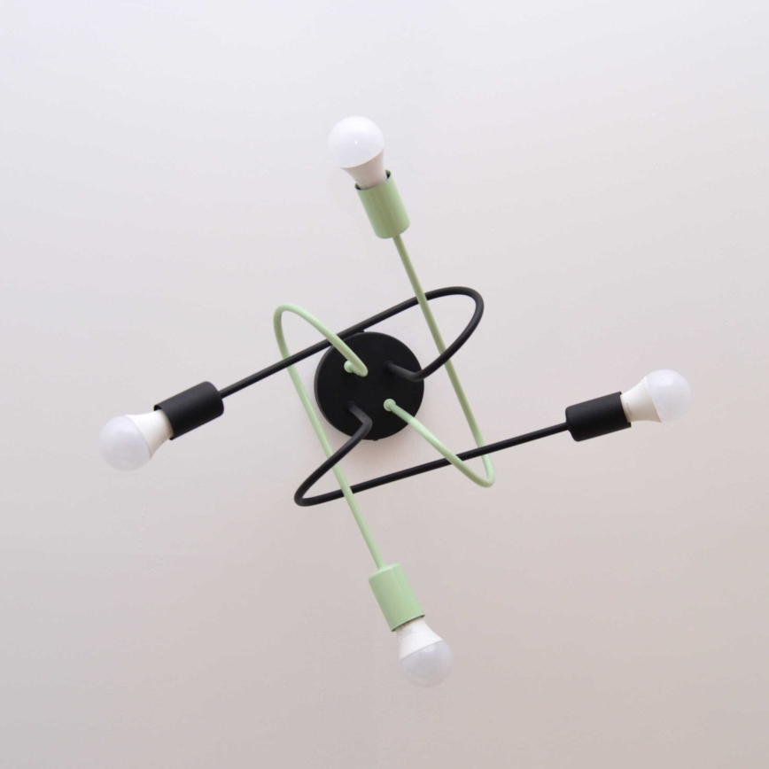 Bevestigde hanglamp OXFORD 4xE27/15W/230V zwart/groen