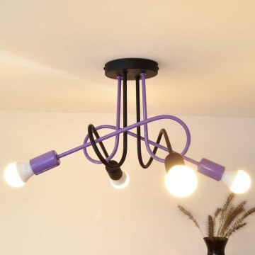 Bevestigde hanglamp OXFORD 4xE27/15W/230V zwart/paars