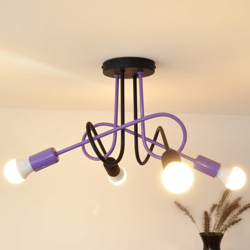 Bevestigde hanglamp OXFORD 4xE27/15W/230V zwart/paars