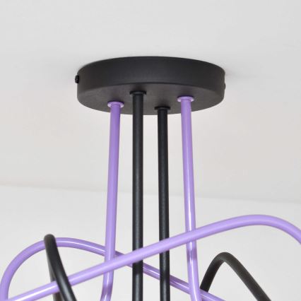 Bevestigde hanglamp OXFORD 4xE27/15W/230V zwart/paars