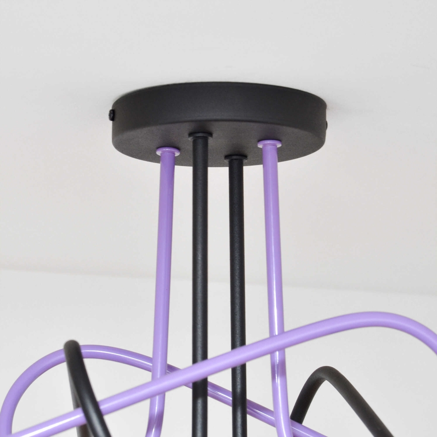 Bevestigde hanglamp OXFORD 4xE27/15W/230V zwart/paars