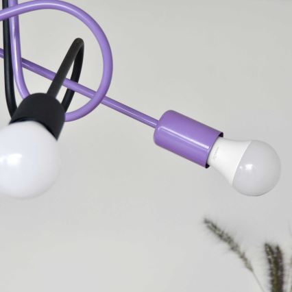 Bevestigde hanglamp OXFORD 4xE27/15W/230V zwart/paars