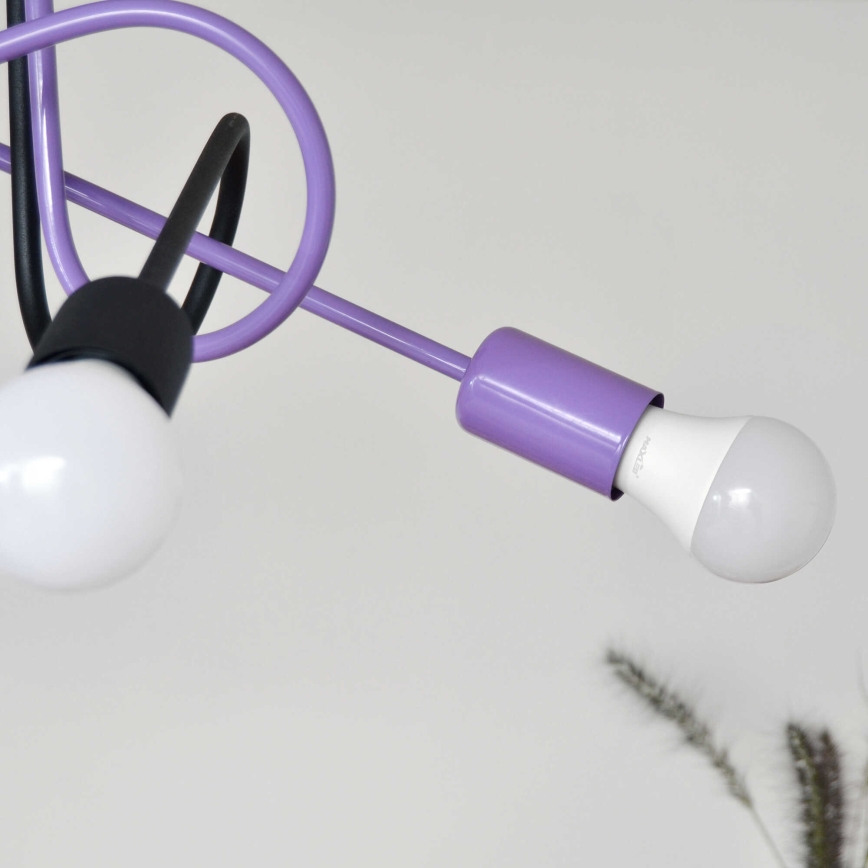 Bevestigde hanglamp OXFORD 4xE27/15W/230V zwart/paars