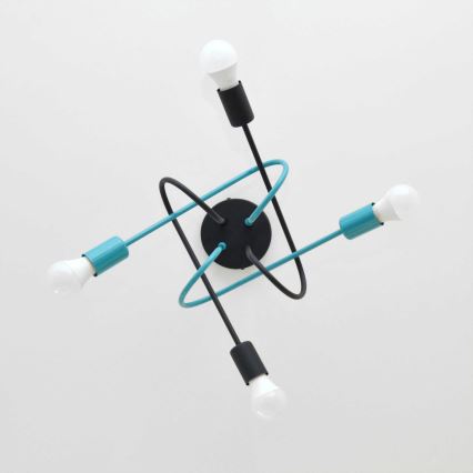 Bevestigde hanglamp OXFORD 4xE27/15W/230V zwart/turquoise