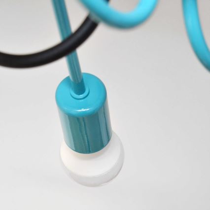 Bevestigde hanglamp OXFORD 4xE27/15W/230V zwart/turquoise