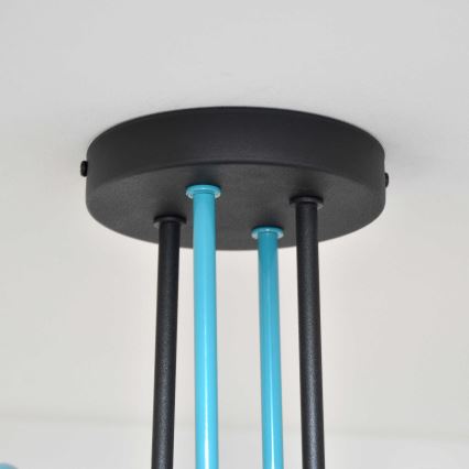 Bevestigde hanglamp OXFORD 4xE27/15W/230V zwart/turquoise