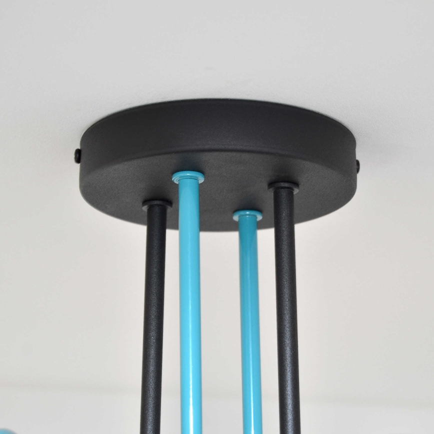 Bevestigde hanglamp OXFORD 4xE27/15W/230V zwart/turquoise
