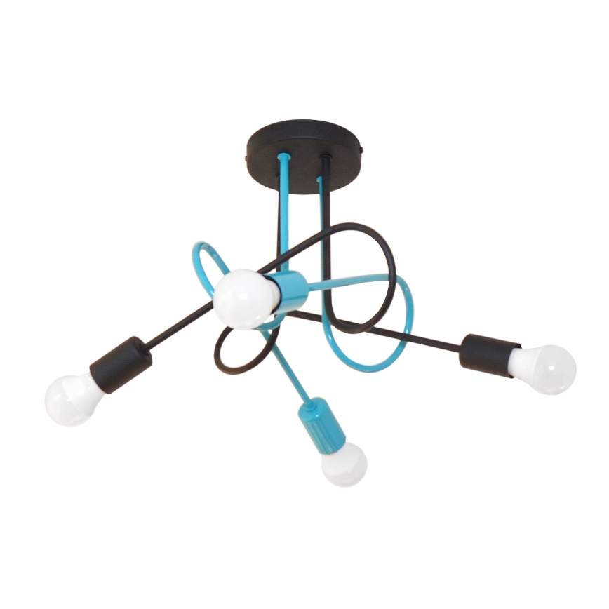 Bevestigde hanglamp OXFORD 4xE27/15W/230V zwart/turquoise