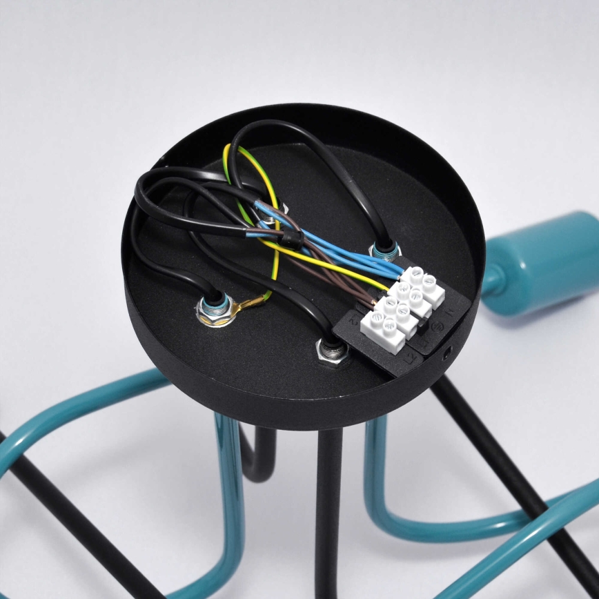 Bevestigde hanglamp OXFORD 4xE27/15W/230V zwart/turquoise