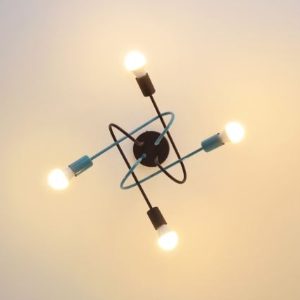 Bevestigde hanglamp OXFORD 4xE27/15W/230V zwart/turquoise
