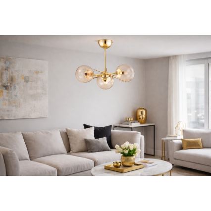 Bevestigde hanglamp PRIMERY 5xE14/10W/230V goud