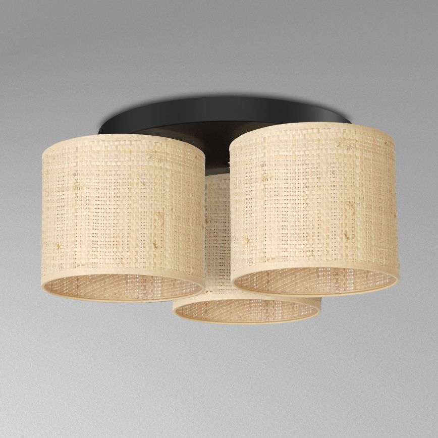 Bevestigde hanglamp RATTAN 3xE27/60W/230V rotan