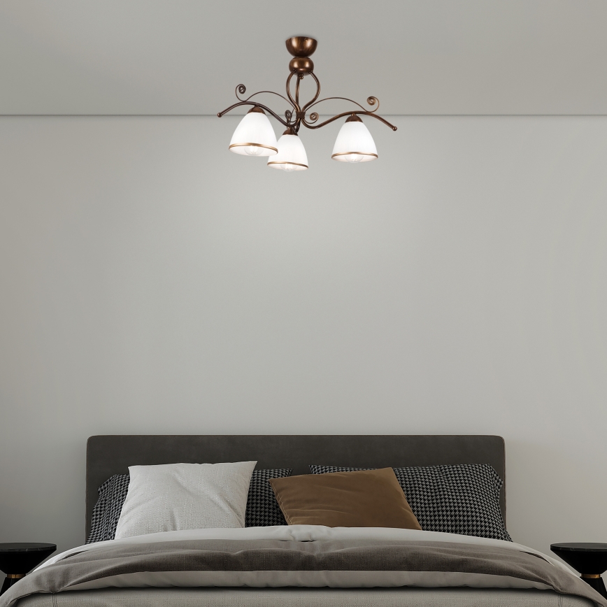 Bevestigde hanglamp RETRO 3xE27/60W/230V brons patina