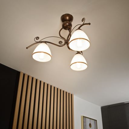 Bevestigde hanglamp RETRO 3xE27/60W/230V brons patina