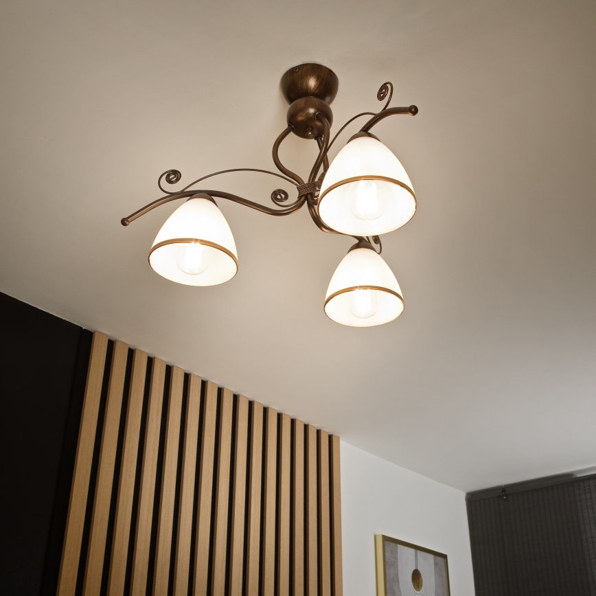 Bevestigde hanglamp RETRO 3xE27/60W/230V brons patina