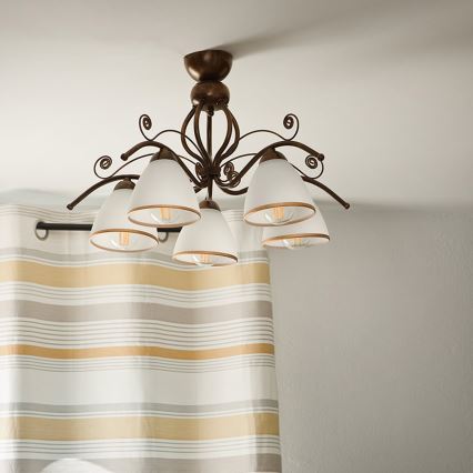 Bevestigde hanglamp RETRO 5xE27/60W/230V brons patina