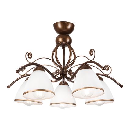 Bevestigde hanglamp RETRO 5xE27/60W/230V brons patina