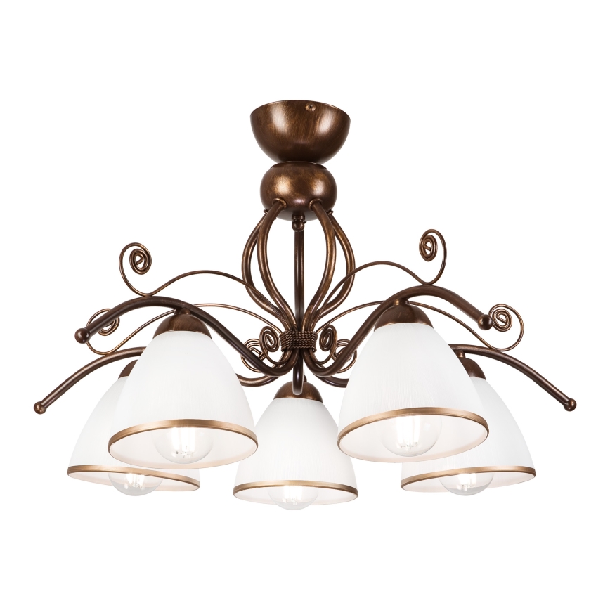 Bevestigde hanglamp RETRO 5xE27/60W/230V brons patina