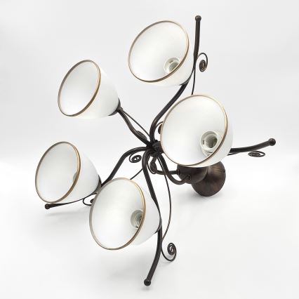 Bevestigde hanglamp RETRO 5xE27/60W/230V brons patina