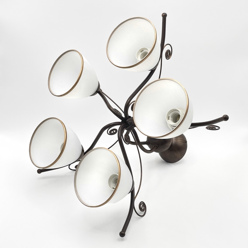 Bevestigde hanglamp RETRO 5xE27/60W/230V brons patina