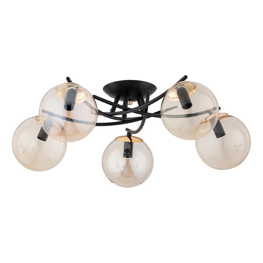 Bevestigde hanglamp SAVI 5xE14/10W/230V zwart/goud