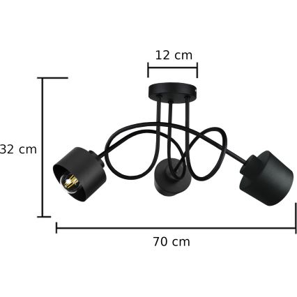 Bevestigde hanglamp SIMPLY BLACK 3xE27/60W/230V