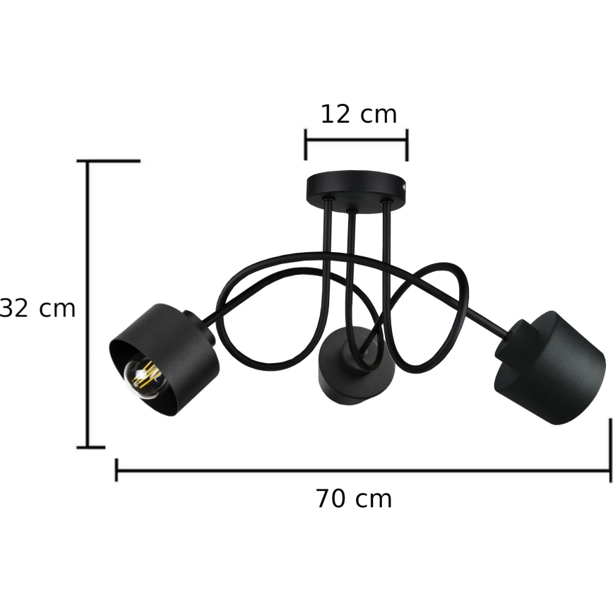 Bevestigde hanglamp SIMPLY BLACK 3xE27/60W/230V