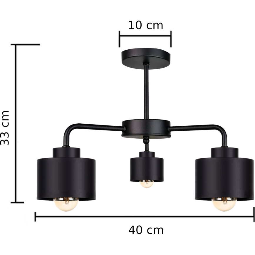 Bevestigde hanglamp SIMPLY BLACK 3xE27/60W/230V