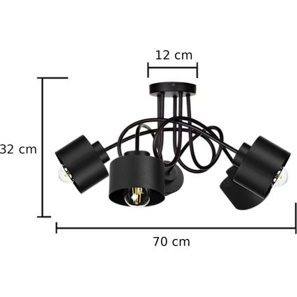 Bevestigde hanglamp SIMPLY BLACK 5xE27/60W/230V