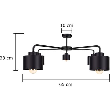 Bevestigde hanglamp SIMPLY BLACK 5xE27/60W/230V