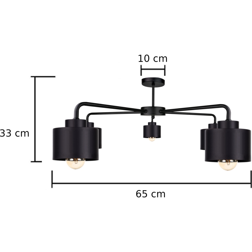 Bevestigde hanglamp SIMPLY BLACK 5xE27/60W/230V