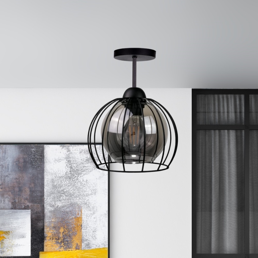 Bevestigde hanglamp SOLO BLACK 1xE27/60W/230V zwart/gerookt
