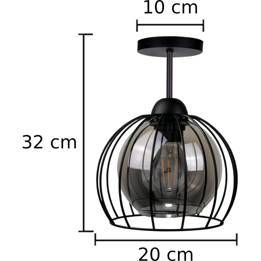 Bevestigde hanglamp SOLO BLACK 1xE27/60W/230V zwart/gerookt
