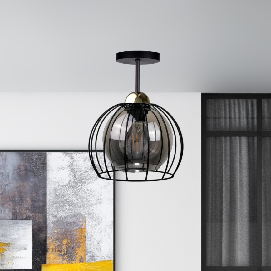 Bevestigde hanglamp SOLO BLACK 1xE27/60W/230V zwart/goud