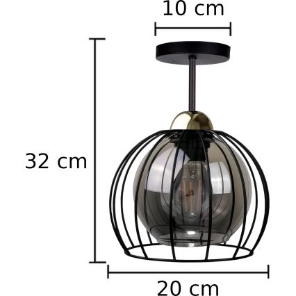 Bevestigde hanglamp SOLO BLACK 1xE27/60W/230V zwart/goud