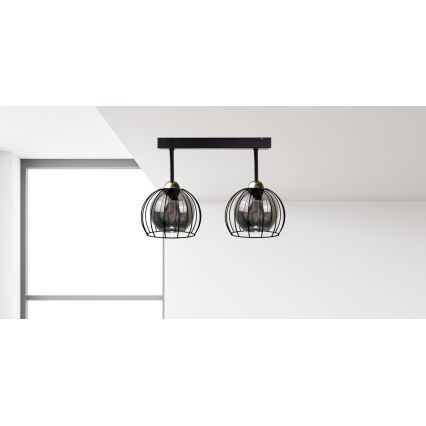 Bevestigde hanglamp SOLO BLACK 2xE27/60W/230V zwart/goud