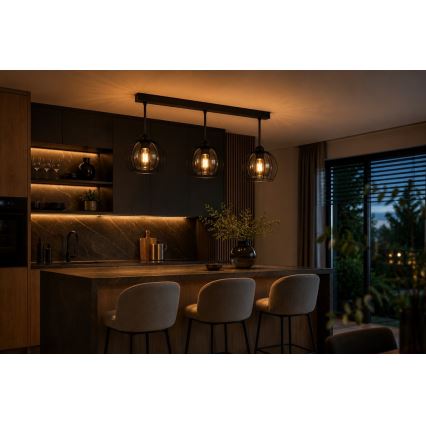 Bevestigde hanglamp SOLO BLACK 3xE27/60W/230V