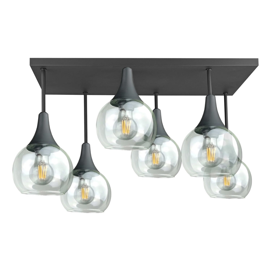 Bevestigde hanglamp SOMA 6xE27/60W/230V zwart/doorzichtig
