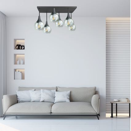 Bevestigde hanglamp SOMA 6xE27/60W/230V zwart/doorzichtig