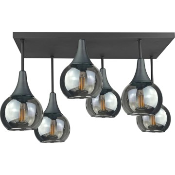 Bevestigde hanglamp SOMA 6xE27/60W/230V zwart/gerookt zwart