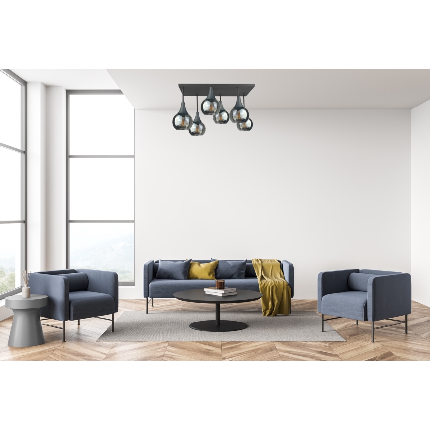 Bevestigde hanglamp SOMA 6xE27/60W/230V zwart/gerookt zwart