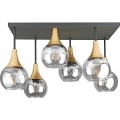 Bevestigde hanglamp SOMA 6xE27/60W/230V zwart/goud/doorzichtig