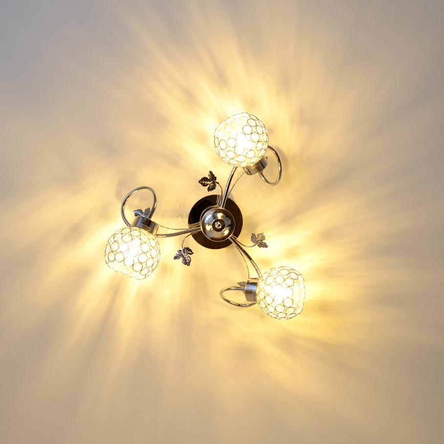 Bevestigde hanglamp SOPHIA 3xE27/15W/230V glanzend chroom/doorzichtig